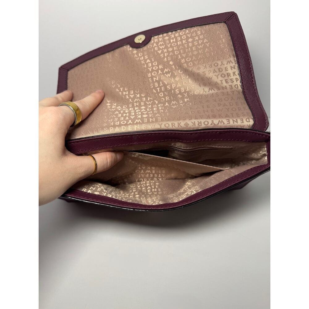 Kate Spade Laurel Way Greer Crossbody Bag in Deep Plum Saffiano - Picture 7 of 13